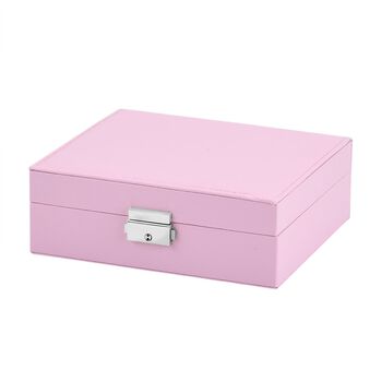 Schmuck Aufbewahrungsbox mit Haken und F&auml;chern, 19x17x6.8 cm, Rosa