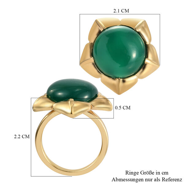 Grüner Onyx-Ring, Ionenbeschichtetes Messing, 750 Gelbgold vergoldet  ca. 7,83 ct image number 7