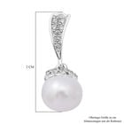 Weiße Süßwasser Perle und Simulierter Diamant Ohrringe 925 Silber rhodiniert image number 3