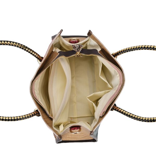 Chaos By Elsie - Mattes Krokodil-Muster Echtleder Crossbody Tasche und LA MAREY Schal aus 100 % Maulbeerseide image number 6