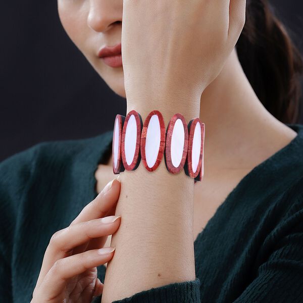 Perlmutt, Koralle Armband Flexibel cm  ca. 0.10 ct image number 2