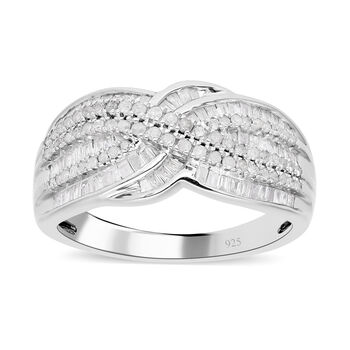 Wei&szlig;er Diamant Ring, 925 Silber platiniert, (Gr&ouml;&szlig;e 17.00) ca. 1.00 ct