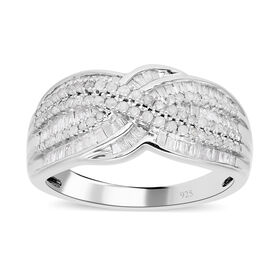 Weißer Diamant Ring, 925 Silber platiniert, (Größe 17.00) ca. 1.00 ct Weißer Diamant Ring, 925 Silber platiniert, (Größe 17.00) ca. 1.00 ct