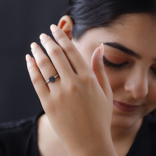 Blauer Diamant Ring 925 Silber platiniert (Größe 21.00) ca. 0.20 ct image number 3