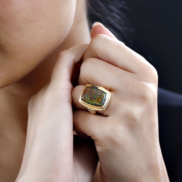 Labor schwarzer Opal und Zirkon-Ring - 5,73 ct. image number 3