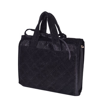 Reisetasche f&uuml;r Kosmetik und Schmuck mit abnehmbarem Schmuckfach, gefaltet 25x20x4cm, ungefaltet 25x78x4cm, schwarz