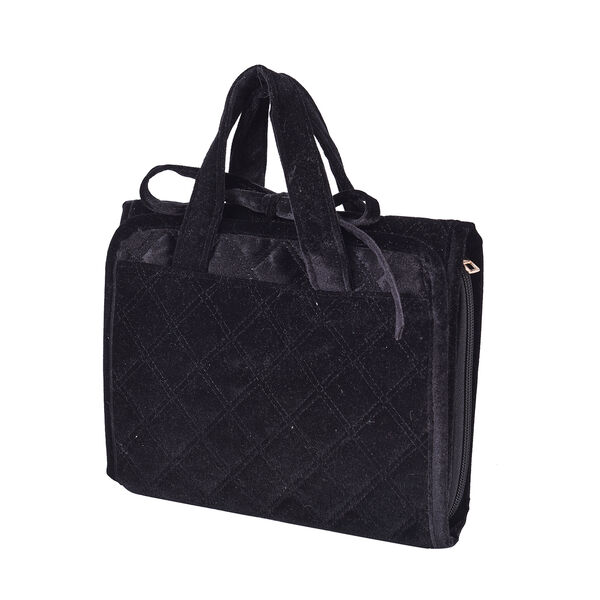 Reisetasche f&uuml;r Kosmetik und Schmuck mit abnehmbarem Schmuckfach, gefaltet 25x20x4cm, ungefaltet 25x78x4cm, schwarz image number 1