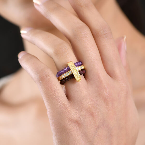 EVER TRUE Roter Granat, Afrikanischer Amethyst Ring Nickelfreies Messing (Gr&ouml;&szlig;e 17.00) image number 2