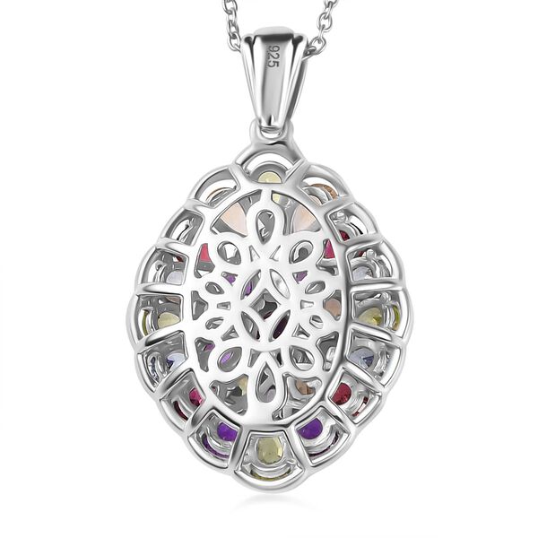 Mehrfarbig Edelstein Anhänger mit Kette, 925 Silber rhodiniert, ca. 1,00g 5.50 ct image number 5