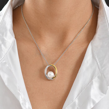 EverTrue zweifarbiger S&uuml;&szlig;wasserperle Anh&auml;nger mit 50cm Kette und Ohrringe