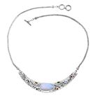 Regenbogen Mondstein, Roter Granat Halskette ca. 50 cm 925 Silber ca. 18.43 ct