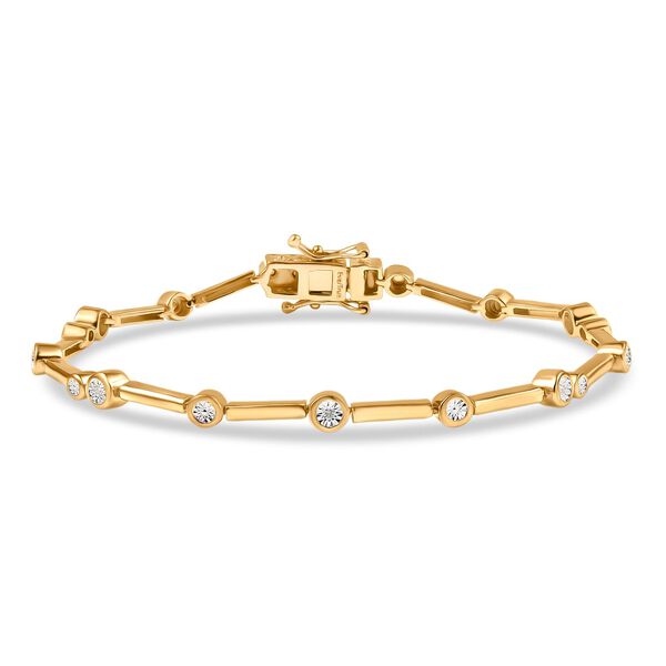 DESIGNER INSPIRIERT - Weißer Diamant Armband ca. 19 cm Nickelfreies Messing image number 0