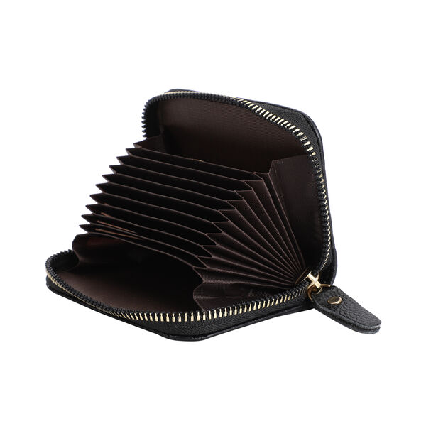 Geldb&ouml;rse aus 100% echtem Leder, Gr&ouml;&szlig;e: 11x7,5 cm, Schwarz image number 4