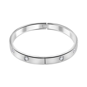 Wei&szlig;er Zirkonia Armreif ca. 18.5 cm Reiner Edelstahl