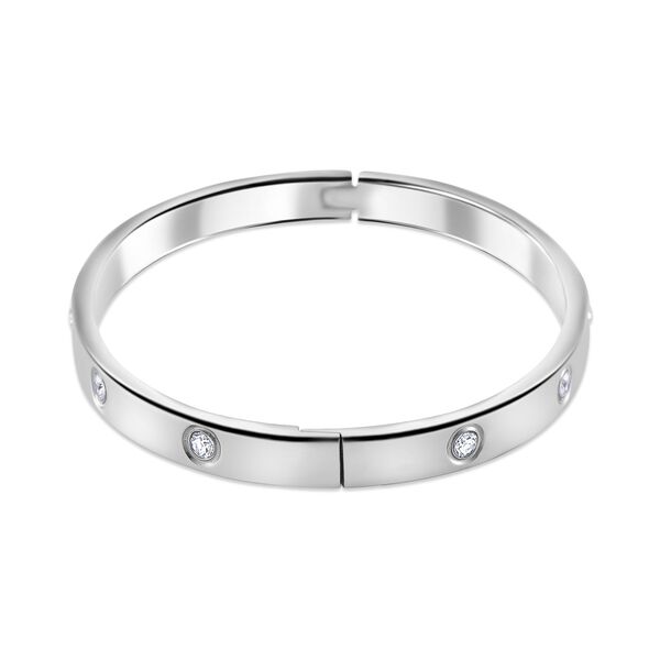 Weißer Zirkonia Armreif ca. 18.5 cm Reiner Edelstahl image number 4