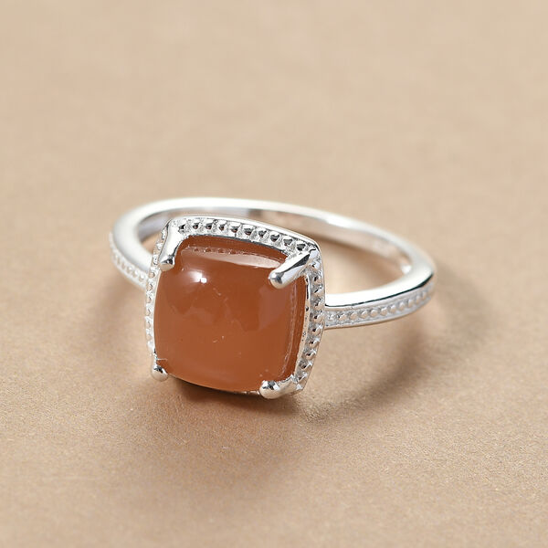 Pfirsich Mondstein Ring 925 Silber  ca. 2,85 ct image number 2