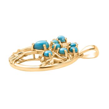 D'Joy AA Sleeping Beauty T&uuml;rkis Anh&auml;nger 925 Silber 750 Gelb Vergoldet ca. 1.00 ct