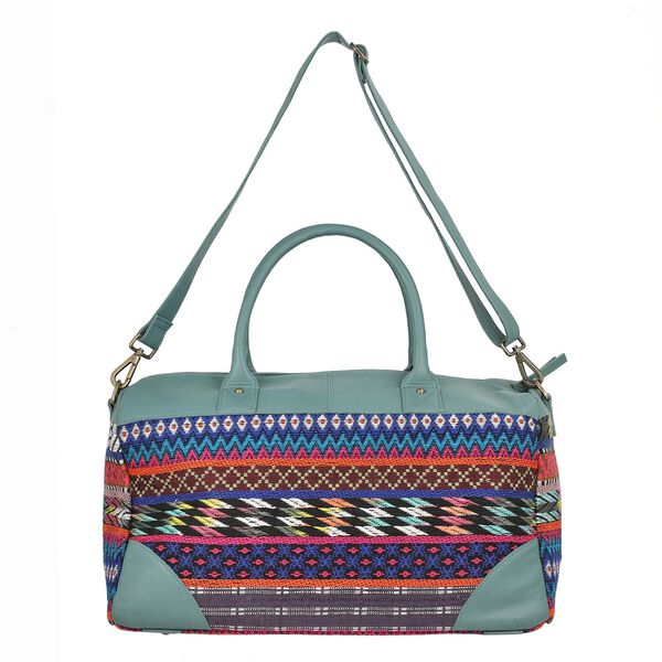 Stilvolle Weekender-Tasche mit handgewebtem Muster, Grün image number 7