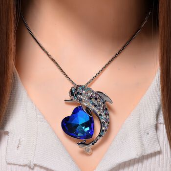 Blauer Magie Farbe Kristall, Kunststoff Perle Anh&auml;nger mit Kette ca. 71 cm + 5 cm Extender