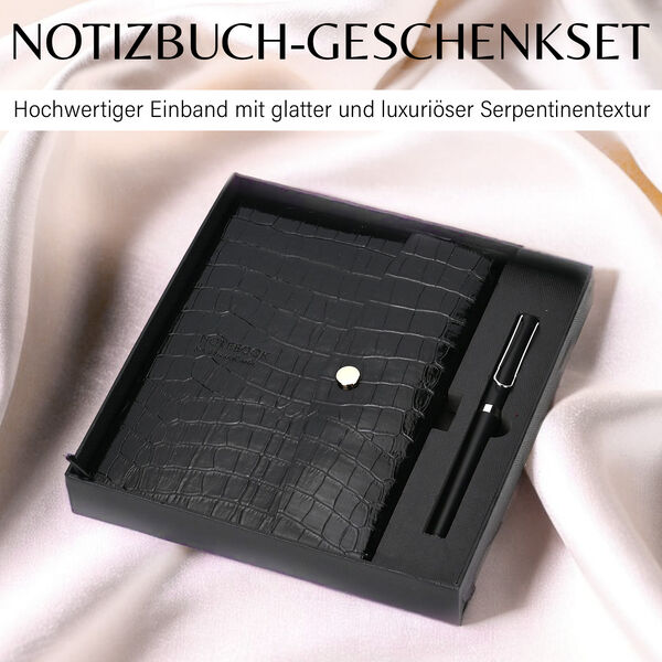 Serpentine Notizbuch Geschenkset mit Kugelschreiber - schwarz image number 2