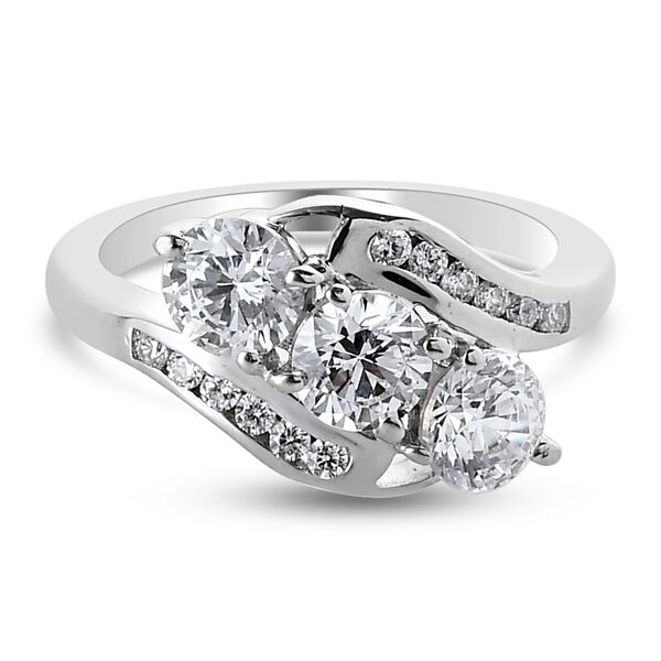 LUSTRO STELLA Hergestellt mit ZIRKONIA Ring 925 Silber Platin-&Uuml;berzug (Gr&ouml;&szlig;e 19.00) ca. 2,93 ct