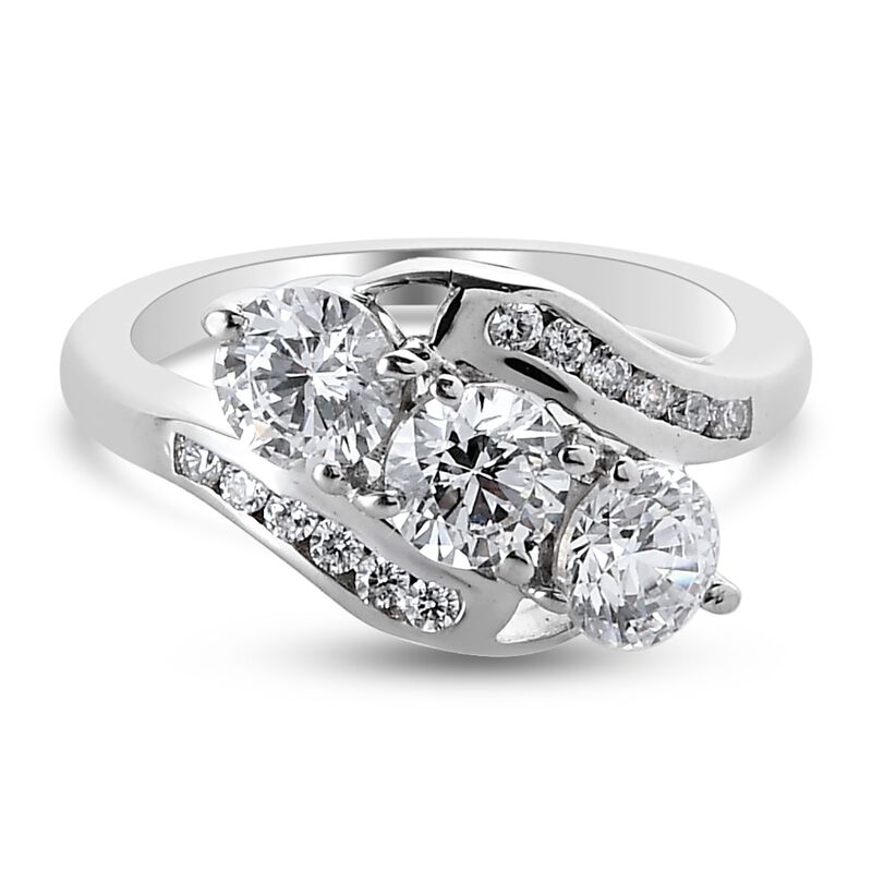 LUSTRO STELLA Hergestellt mit ZIRKONIA Ring 925 Silber Platin-Überzug (Größe 19.00) ca. 2,93 ct image number 0