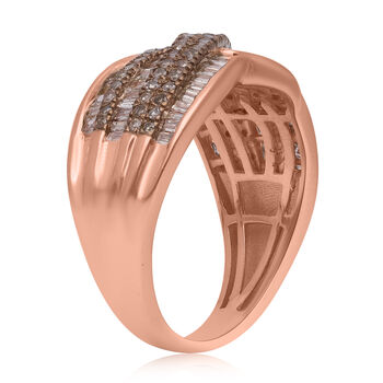 Nat&uuml;rlicher Champagner Diamant Ringe 925 Silber Ros&eacute;gold Vermeil (Gr&ouml;&szlig;e 21.00) ca. 1.00 ct