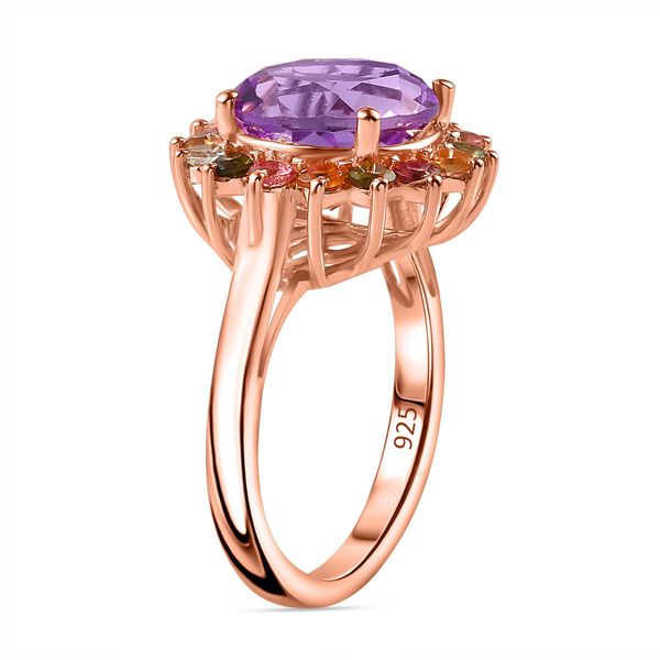AA Rose De France Amethyst, Mehrfarbig-Turmalin Ring 925 Silber Roségold Vermeil (Größe 16.00) ca. 4,35 ct image number 5