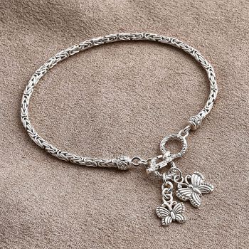 Royal Bali Kollektion- Armband mit Schmetterlings-Charme in 925 Silber, 20cm