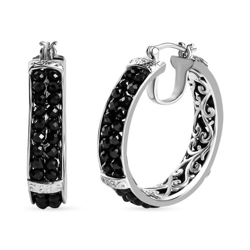 Schwarzer Spinell Ohrringe Reines Messing ca. 21,00 ct. image number 0
