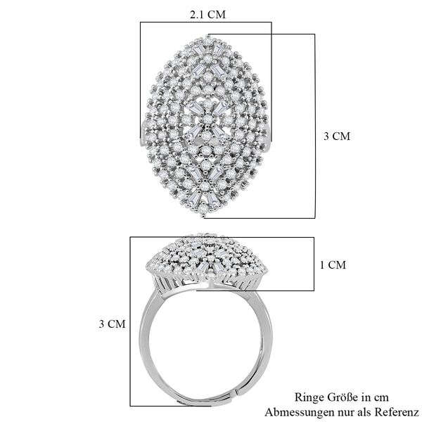 Flexibler weißer Zirkonia-Ring in Silberton image number 5