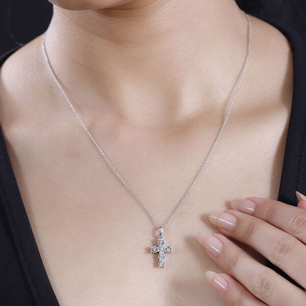 J Francis gefertigt mit SWAROVSKI- Weißer Swarovski Kristall Anhänger, 925 Silber platiniert image number 3