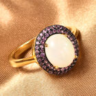 Natürlicher Äthiopischer Opal und Rosa Saphir Halo Ring 925 Silber Gelbgold Vergoldet image number 1