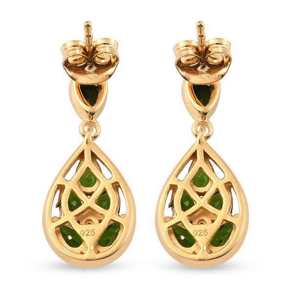 Natürlicher Chromdiopsid und Zirkon-Ohrhänger, 925 Silber vergoldet ca. 2,82 ct  image number 5