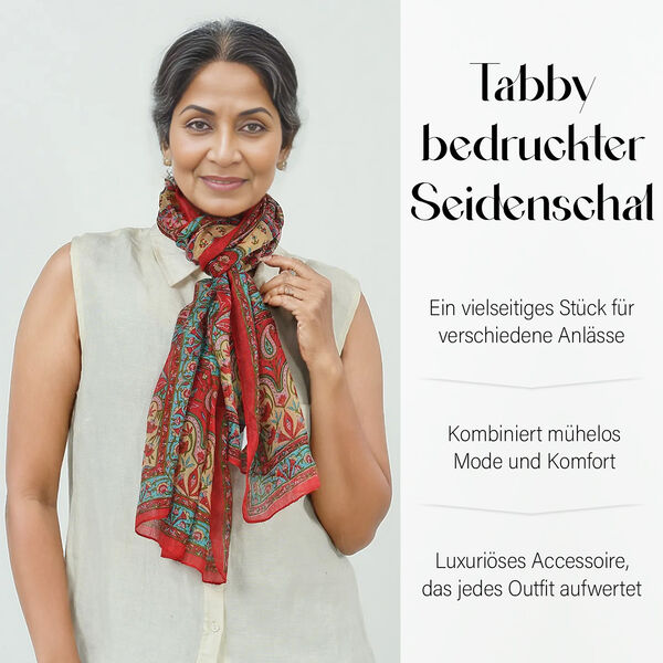 Luxuriöser Seidenschal mit Paisleymuster, 100% feinste Seide, Rot image number 2