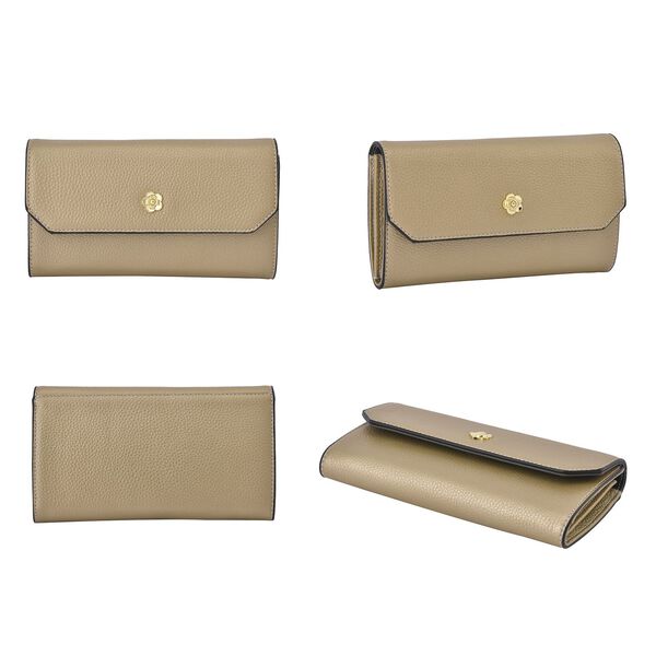 100% Echtleder Clutch mit RFID Schuz, 120 cm metall Riehmen, 20x12 cm, Gold image number 4