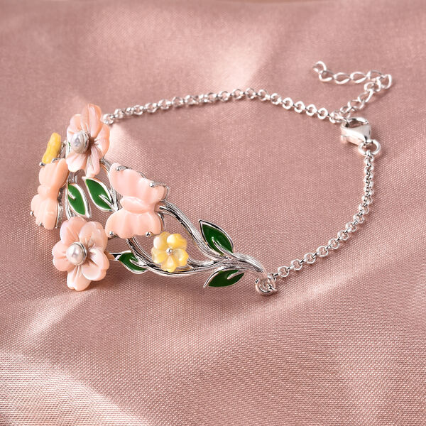 JARDIN-KOLLEKTION Mehrfarbig Perlmutt und S&uuml;&szlig;wasserzucht Perle Armband, ca. 20 cm, 925 Silber rhodiniert image number 1