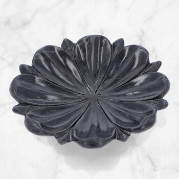 NAKKASHI - Handgeschnitzte Marmorsch&uuml;ssel im Lotos Design, Schwarz