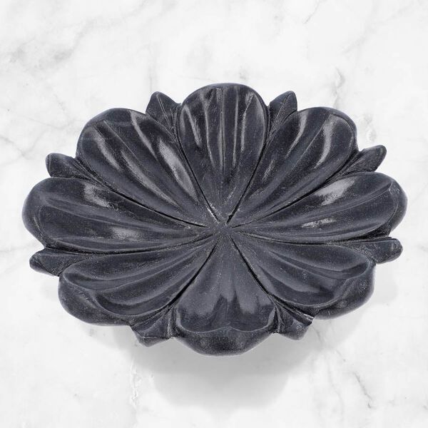 NAKKASHI - Handgeschnitzte Marmorsch&uuml;ssel im Lotos Design, Schwarz