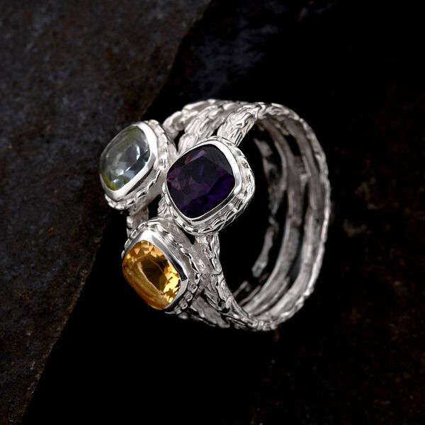 Afrikanischer Amethyst, Citrin und himmelblauer Topas-Ring - 4,72 ct. image number 1