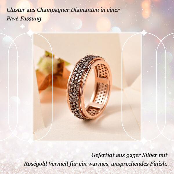Natürlicher Champagner Diamant Anti-Stress Spinning Ring, ca. 1,00 ct. image number 3