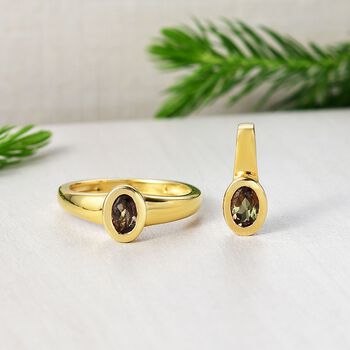 D'Joy AA Andalusit Schmuckset 925 Silber 750 Gelb Vergoldet (Gr&ouml;&szlig;e 21) ca. 0.98 ct