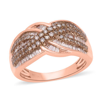 Nat&uuml;rlicher Champagner Diamant Ringe 925 Silber Ros&eacute;gold Vermeil (Gr&ouml;&szlig;e 21.00) ca. 1.00 ct