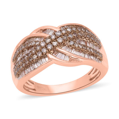 Nat&uuml;rlicher Champagner Diamant Ringe 925 Silber Ros&eacute;gold Vermeil (Gr&ouml;&szlig;e 21.00) ca. 1.00 ct