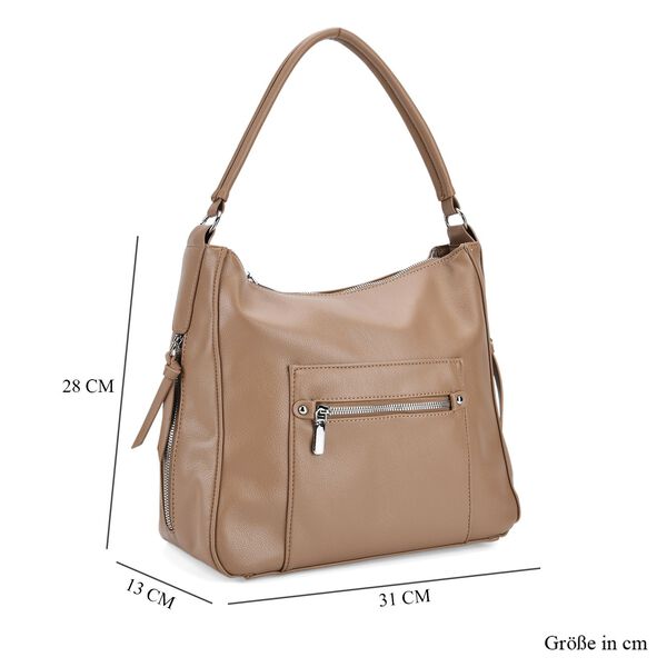 Crossbody-Tasche mit mehreren Reißverschlusstaschen, 31x13x28 cm, Khaki image number 7