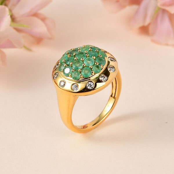 Gemfields Smaragd Ring, 925 Silber Gelbgold Vermeil (Größe 17.00) ca. 2.22 ct image number 2