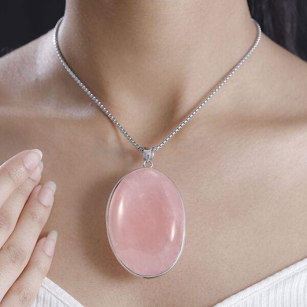 Rosenquarz Anhänger mit 50cm Kette - 300 ct. image number 2