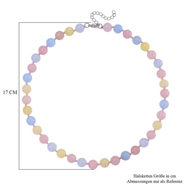 Mehrfarbige Beryll Quarzit Halskette, flexibel, Reiner Edelstahl ca. 270.00 ct image number 5