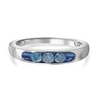 Blauer Diamant Ring, 925 Silber platiniert (Größe 19.00) ca. 0.50 ct