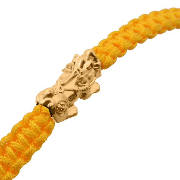 Flexibles, gelbes Fadenarmband mit Pixiu-Anhänger in 999 Gold, 18cm image number 4